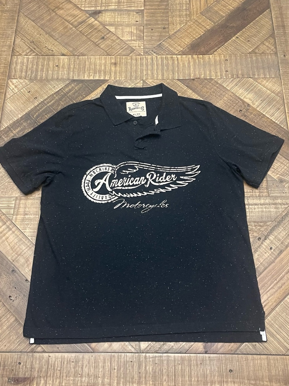 Roebuck & Co. American Rider Motorcycles Polo Shirt - Black Speckled